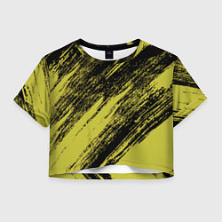 Футболка 3D укороченная женская The color is black and yellow, цвет: 3D-принт