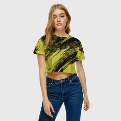 Футболка 3D укороченная женская The color is black and yellow, цвет: 3D-принт — фото 2