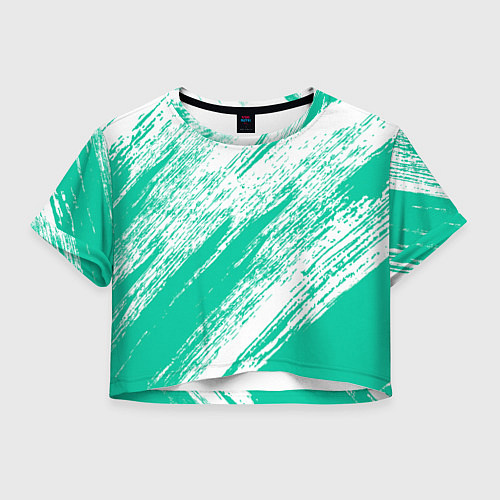 Женский топ The color is turquoise and white / 3D-принт – фото 1