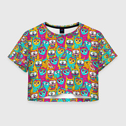 Женский топ Разноцветные совы мультяшные