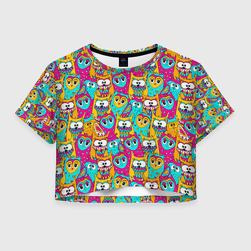 Женский топ Разноцветные совы мультяшные / 3D-принт – фото 1