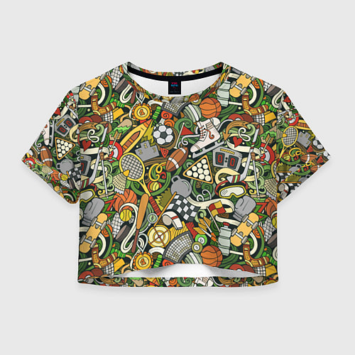 Женский топ Спортивный инвентарь коллаж / 3D-принт – фото 1