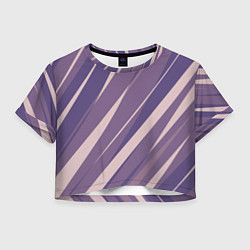 Футболка 3D укороченная женская Фиолетовый абстрактные полосы, цвет: 3D-принт