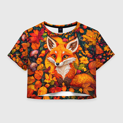 Женский топ Лисенок в осенних листьях / 3D-принт – фото 1