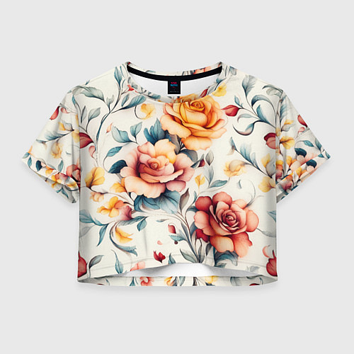 Женский топ Паттерн с переплетением цветов / 3D-принт – фото 1