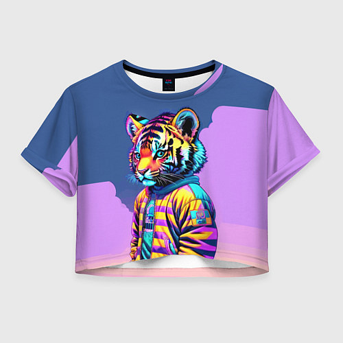 Женский топ Cool tiger cub - pop art / 3D-принт – фото 1