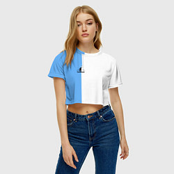 Футболка 3D укороченная женская Моляр красит стену, цвет: 3D-принт — фото 2