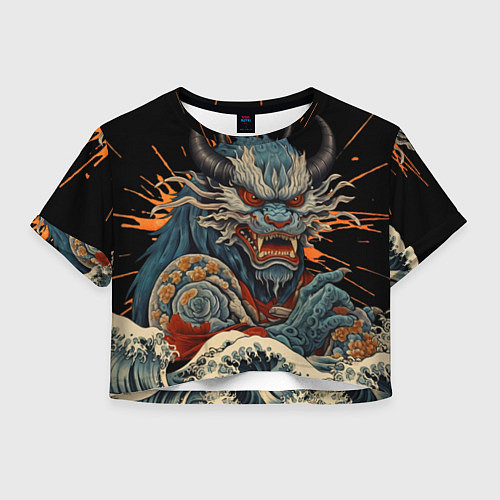 Женский топ Японский дракон и волны в стиле тату ирезуми / 3D-принт – фото 1