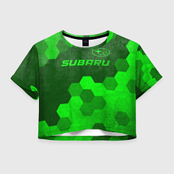 Футболка 3D укороченная женская Subaru - green gradient посередине, цвет: 3D-принт