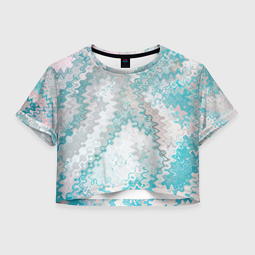 Женский топ Серо-бирюзовый абстрактный / 3D-принт – фото 1