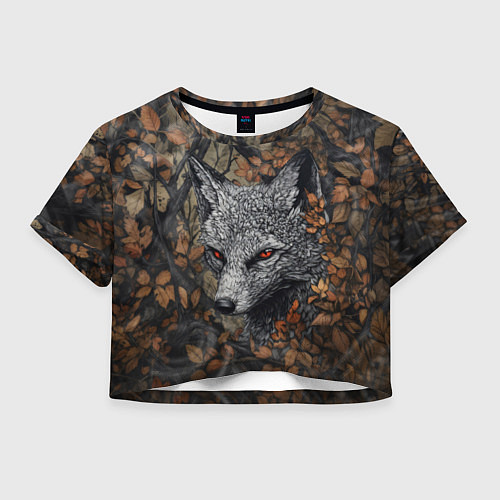 Женский топ Хищный серый лис / 3D-принт – фото 1