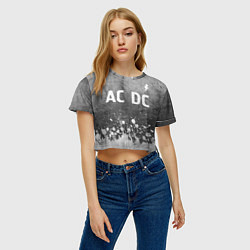 Футболка 3D укороченная женская AC DC - grey gradient посередине, цвет: 3D-принт — фото 2