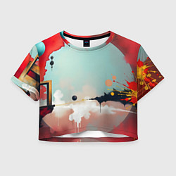 Футболка 3D укороченная женская Сюрреалистичная абстракция, цвет: 3D-принт