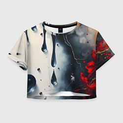 Футболка 3D укороченная женская Сюрреалистичная абстракция с каплями, цвет: 3D-принт