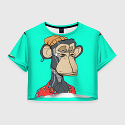 Футболка 3D укороченная женская NFT ape steel, цвет: 3D-принт