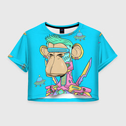 Футболка 3D укороченная женская NFT cyber ape UFO, цвет: 3D-принт