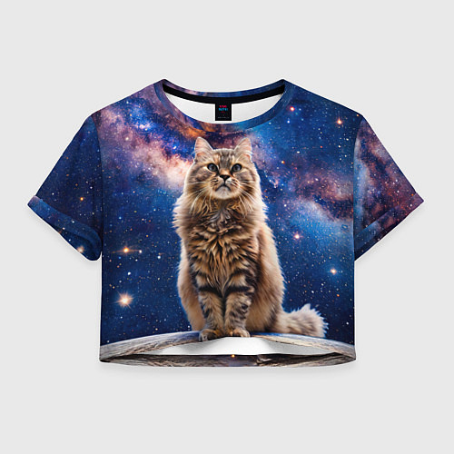 Женский топ Сибирская кошка в космосе / 3D-принт – фото 1