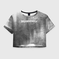 Футболка 3D укороченная женская Subaru - grey gradient посередине, цвет: 3D-принт