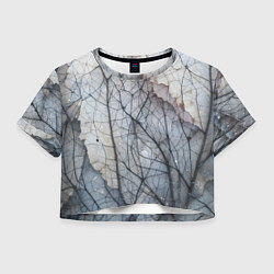 Футболка 3D укороченная женская Прожилки листьев, цвет: 3D-принт