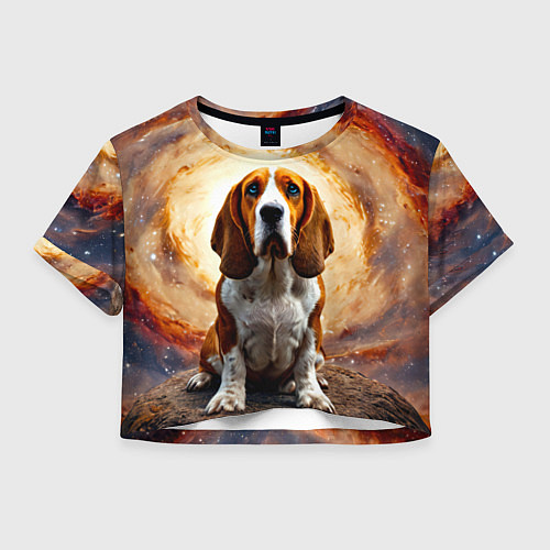 Женский топ Бассет-хаунд в космосе / 3D-принт – фото 1