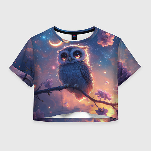 Женский топ Совушка и полумесяц / 3D-принт – фото 1
