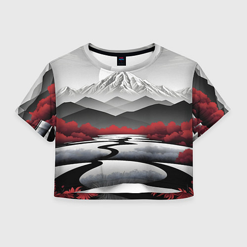 Женский топ Белые горы и красные деревья / 3D-принт – фото 1