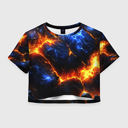 Футболка 3D укороченная женская Лада и лед в разломе плит, цвет: 3D-принт