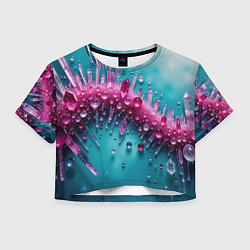 Футболка 3D укороченная женская Розовые кристаллы, цвет: 3D-принт