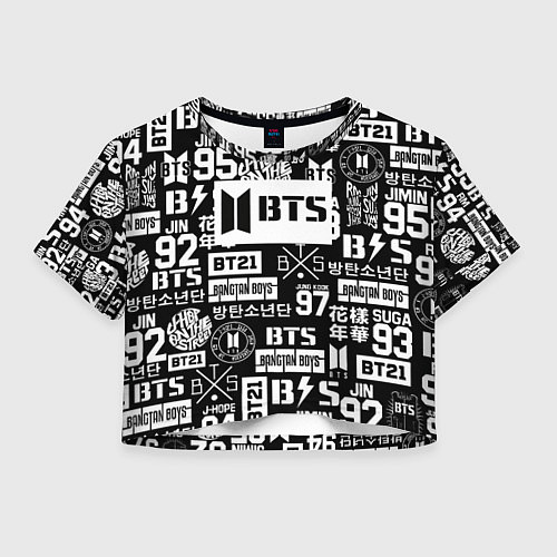 Женский топ Bangtan Boys pattern black / 3D-принт – фото 1