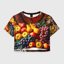 Футболка 3D укороченная женская Фруктовый натюрморт, цвет: 3D-принт