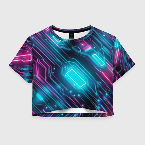 Женский топ Неоновый узор киберпанк микросхемы / 3D-принт – фото 1