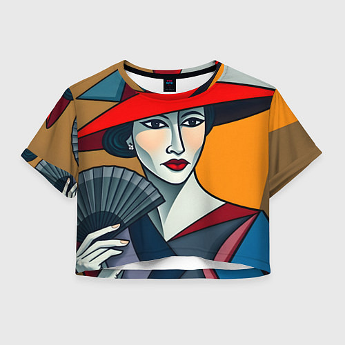 Женский топ Дама с веером / 3D-принт – фото 1