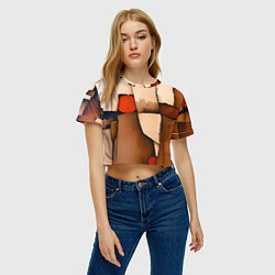 Футболка 3D укороченная женская Фрагментированная композиция, цвет: 3D-принт — фото 2