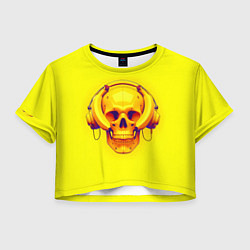Футболка 3D укороченная женская Yellow bananas skull - cyberpunk, цвет: 3D-принт