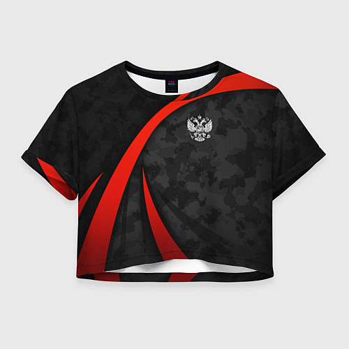 Женский топ Герб России - черный камуфляж / 3D-принт – фото 1
