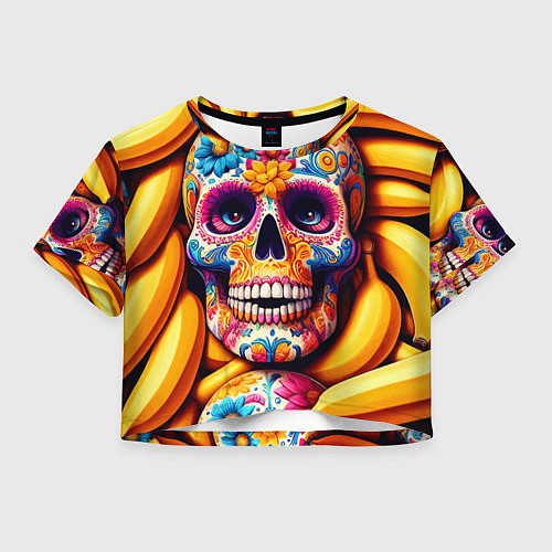 Женский топ Цветочный череп среди бананов - нейроарт / 3D-принт – фото 1