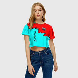 Футболка 3D укороченная женская Ведьмак краски логотип, цвет: 3D-принт — фото 2