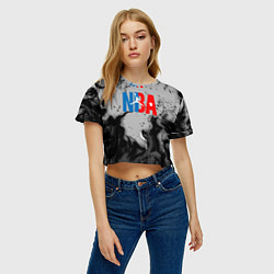 Футболка 3D укороченная женская NASA неоновый огонь, цвет: 3D-принт — фото 2