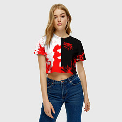 Футболка 3D укороченная женская Ведьмак огненный, цвет: 3D-принт — фото 2
