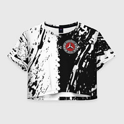 Футболка 3D укороченная женская Mercedes краски текстура, цвет: 3D-принт