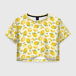 Футболка 3D укороченная женская Сочные лимоны - паттерн, цвет: 3D-принт