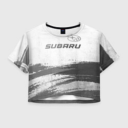 Футболка 3D укороченная женская Subaru - white gradient посередине, цвет: 3D-принт