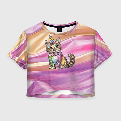 Женский топ Котенок в костюме единорога / 3D-принт – фото 1