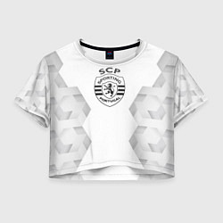 Футболка 3D укороченная женская Sporting white poly, цвет: 3D-принт