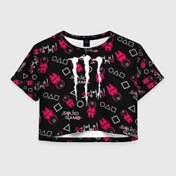 Футболка 3D укороченная женская Monster energy x Ojingeo geim, цвет: 3D-принт