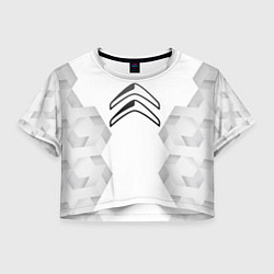 Футболка 3D укороченная женская Citroen white poly, цвет: 3D-принт