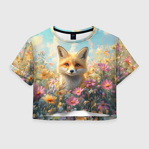 Женский топ Лиса в цветочном поле / 3D-принт – фото 1
