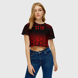 Футболка 3D укороченная женская Depeche Mode red poly, цвет: 3D-принт — фото 2