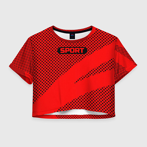 Женский топ Sport красно-чёрный текстурный / 3D-принт – фото 1