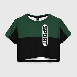 Женский топ Sport чёрно-зелёный с белым